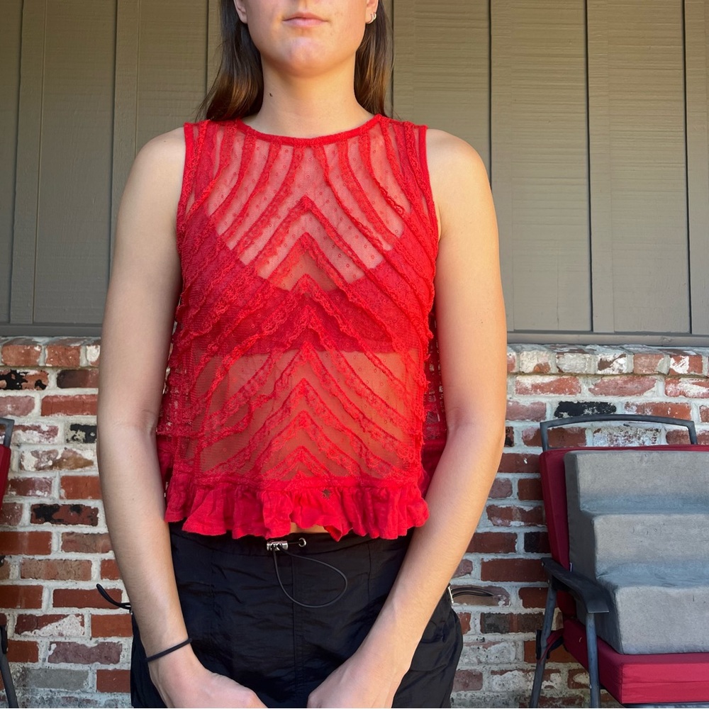 Free People sexy red lace tank top❣️